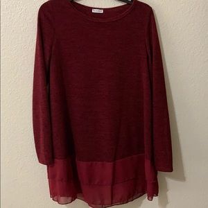 Long sleeve double layered Chiffon Tunic.